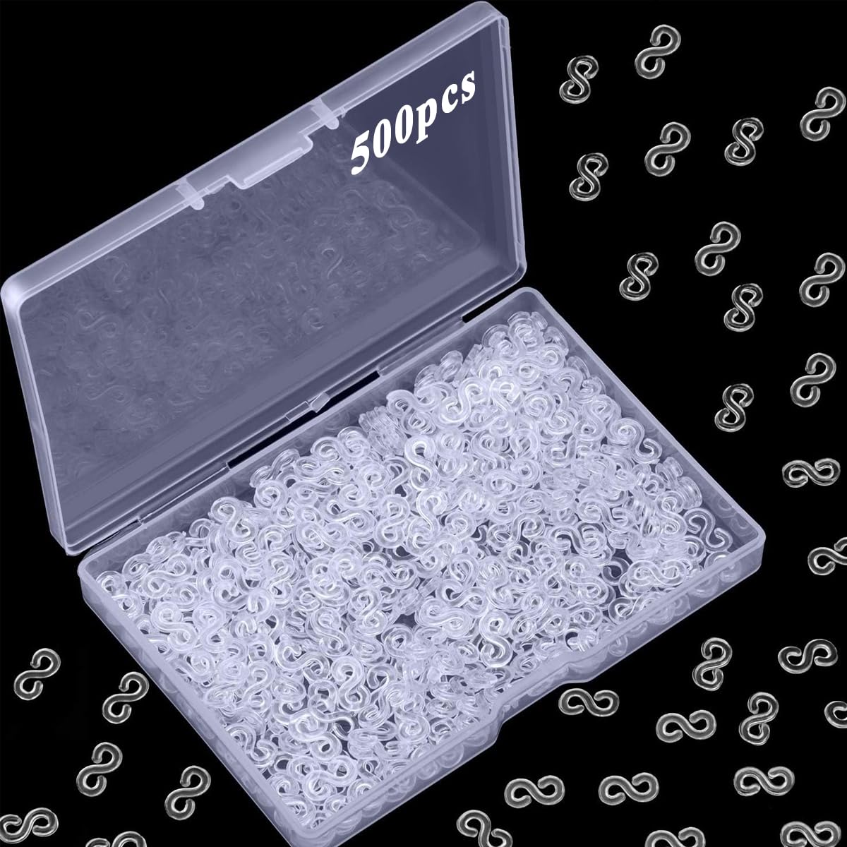 PATPAT Rubber Bracelet Connector Hooks 500Pcs S Connector Clips Clear Plastic Rubber Bracelet Connector Hooks for Loom Band Bracelet Making, DIY Rubber Bracelet Making, Crafting PATPAT Rubber Bracelet Connector Hooks 500Pcs S Connector Clips Clear Plastic Rubber Bracelet Connector Hooks for Loom Band Bracelet Making, DIY Rubber Bracelet Making, Crafting